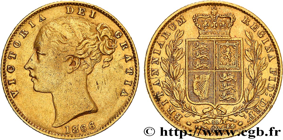 OR, PALLADIUM ET PLATINE INVESTISSEMENT 1 Souverain Victoria 1866 Londres TTB/TTB+ 