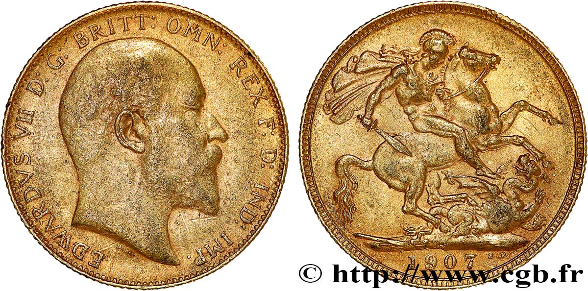 INVESTMENT GOLD 1 Souverain Edouard VII 1907 Perth q.BB/BB 