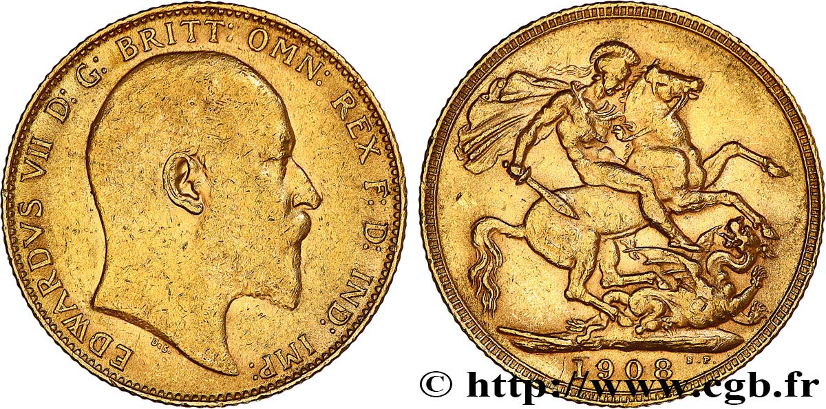 OR, PALLADIUM ET PLATINE INVESTISSEMENT 1 Souverain Edouard VII 1908 Londres TTB 