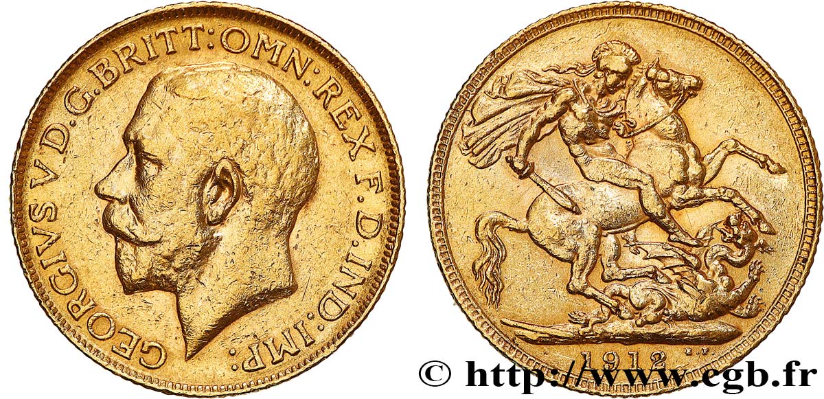 INVESTMENT GOLD 1 Souverain Georges V 1912 Londres SS 