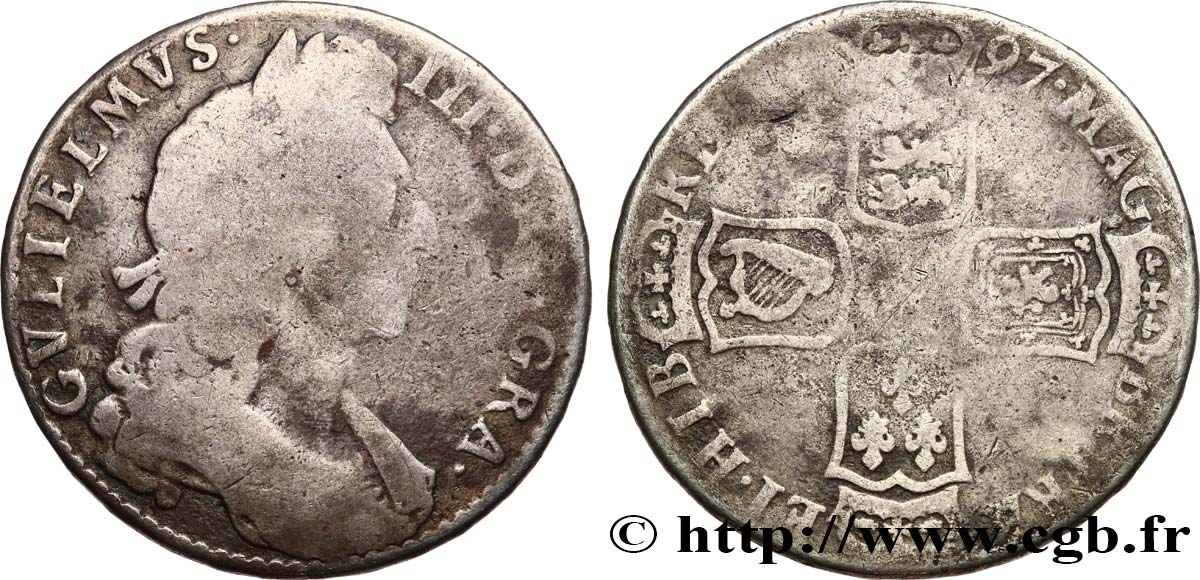 INGLATERRA - GUILLERMO III 1/2 Crown  1697  BC 