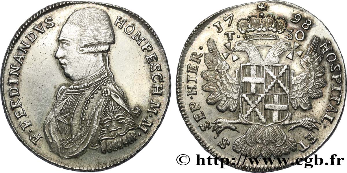 MALTE - FERDINAND DE HOMPESCH 30 Tari 1798 La Valette TTB 
