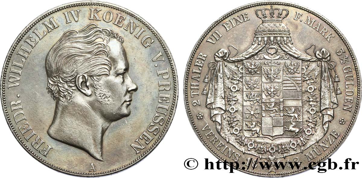 GERMANY - KINGDOM OF PRUSSIA - FREDERICK-WILLIAM IV 2 Thaler 1842