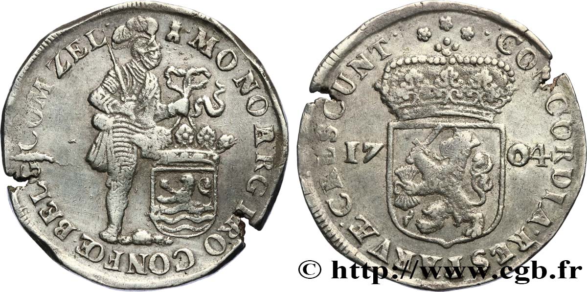 PAYS-BAS - PROVINCES-UNIES - ZÉLANDE Ducat d’argent ou Risksdaler 1704 Middelbourg TTB 