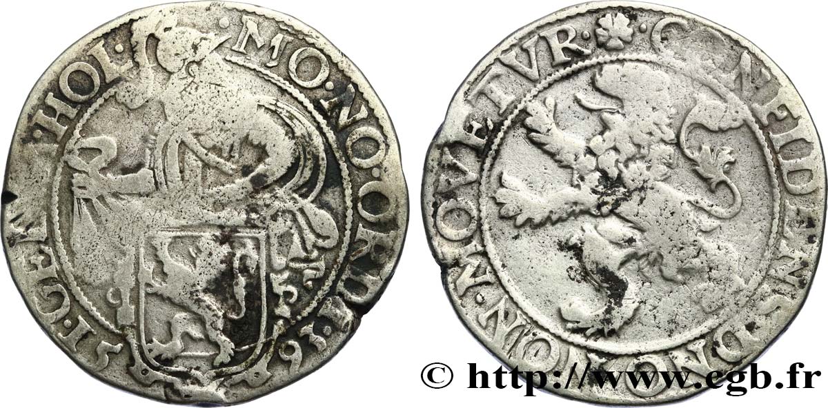 PROVINCES-UNIES - GUELDRE Daldre provincial au lion 1593 Harderwijk, rose, 76.270 ex. (1589 et 1593) BC+ 
