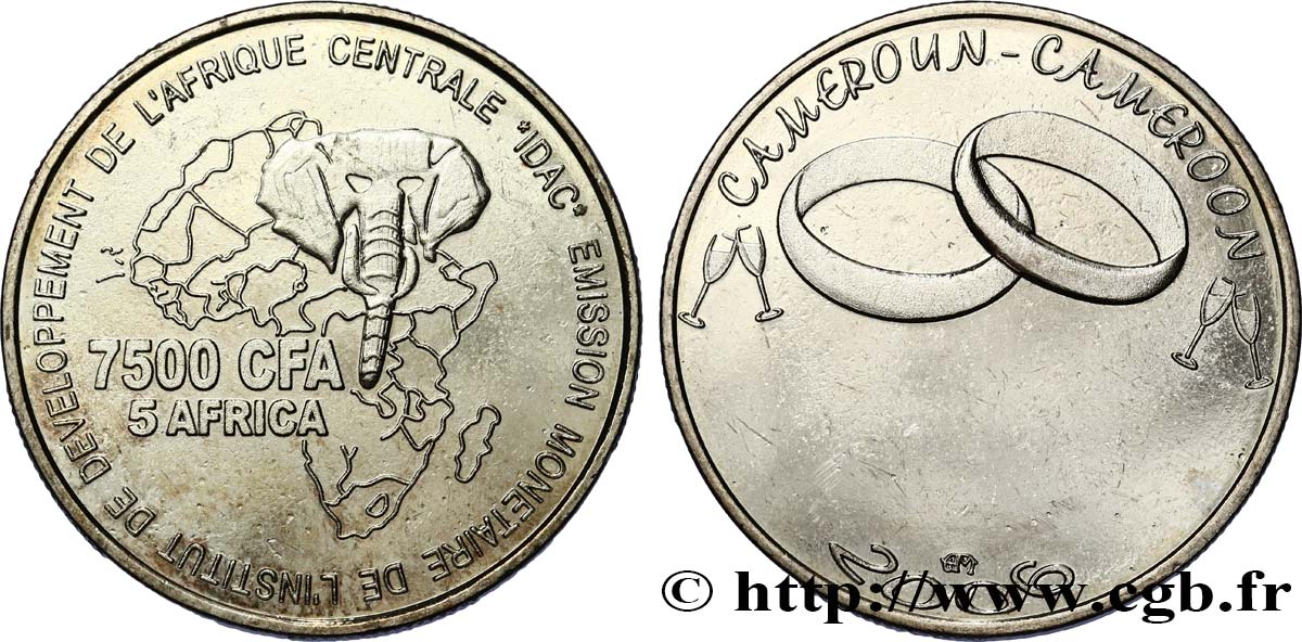 CAMEROON 7500 Francs CFA anneaux nuptiaux 2006  MS 