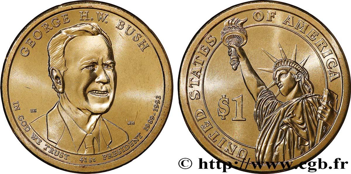 UNITED STATES OF AMERICA 1 Dollar George H. W. Bush tranche B 2020 Philadelphie MS 