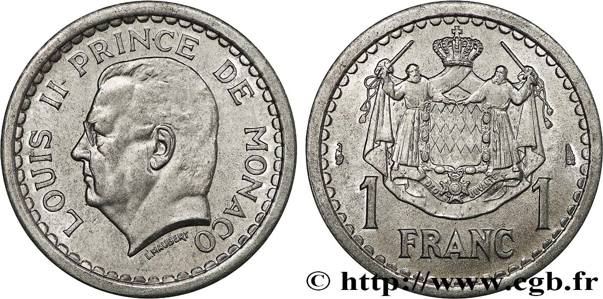 MONACO 1 Franc Louis II (1943) Paris FDC 