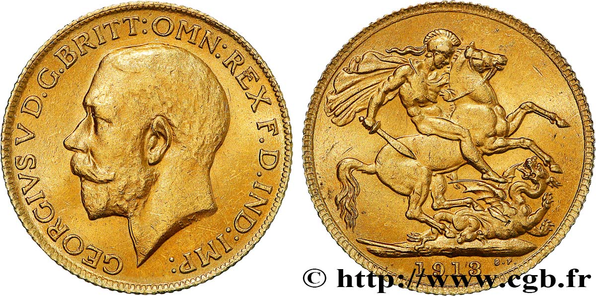 INVESTMENT GOLD 1 Souverain Georges V 1913 Londres MBC 