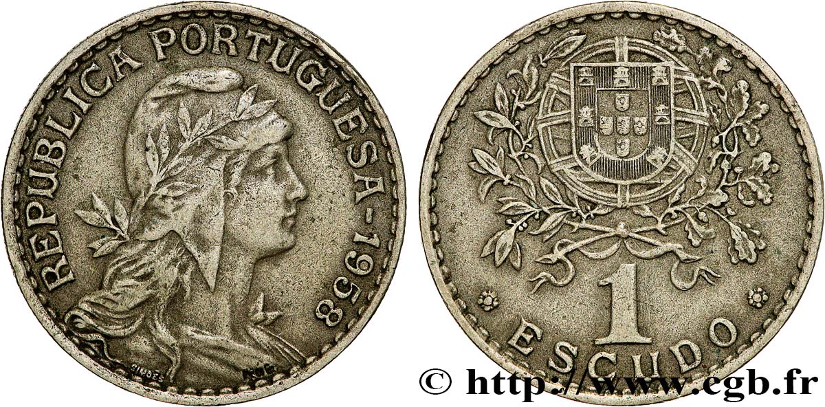 PORTUGAL 1 Escudo 1958  SUP 