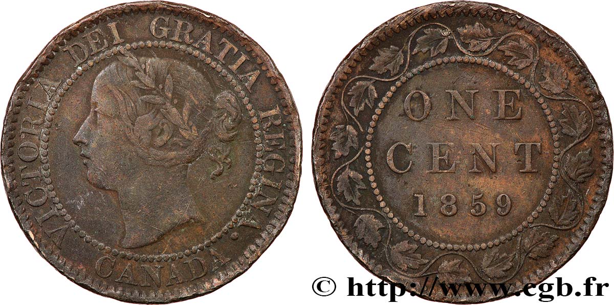 CANADA 1 Cent Victoria 1859  VF 