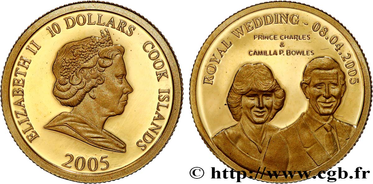 COOK ISLANDS 10 Dollar Proof Mariage Royal 2005  MS 