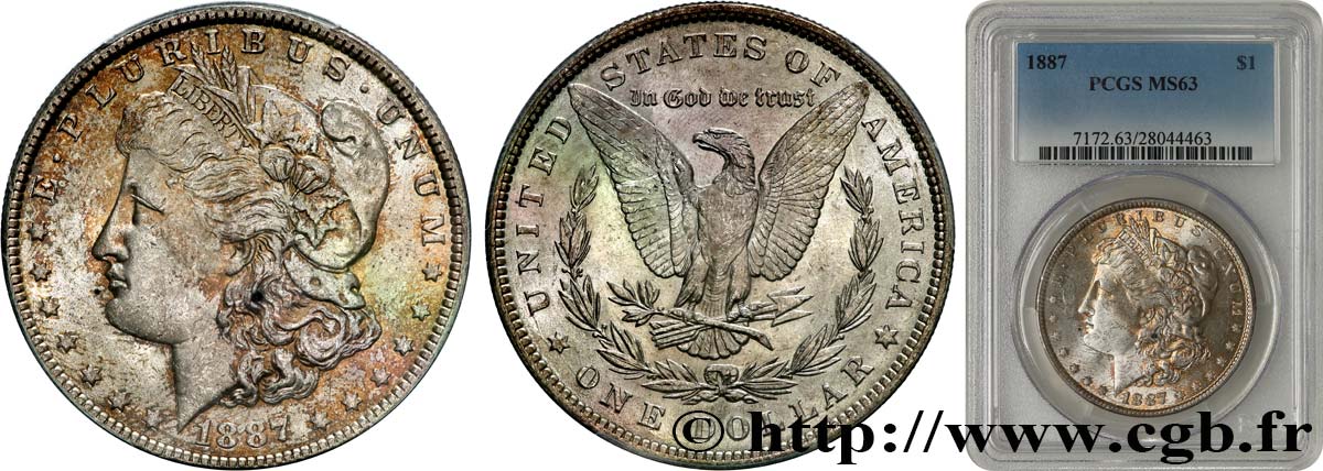 ÉTATS-UNIS D AMÉRIQUE 1 Dollar Morgan 1887 Philadelphie fST63 PCGS
