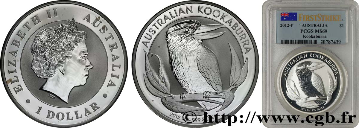AUSTRALIA 1 Dollar kookaburra Proof  2012 Perth MS69 PCGS