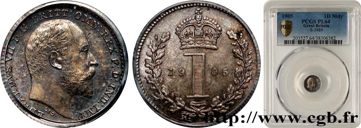 GREAT-BRITAIN - EDWARD VII 1 Penny  1905  MS64 PCGS
