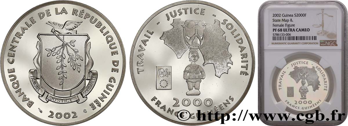 GUINÉE 2000 Francs Guinéens Proof 2002 Paris FDC68 NGC