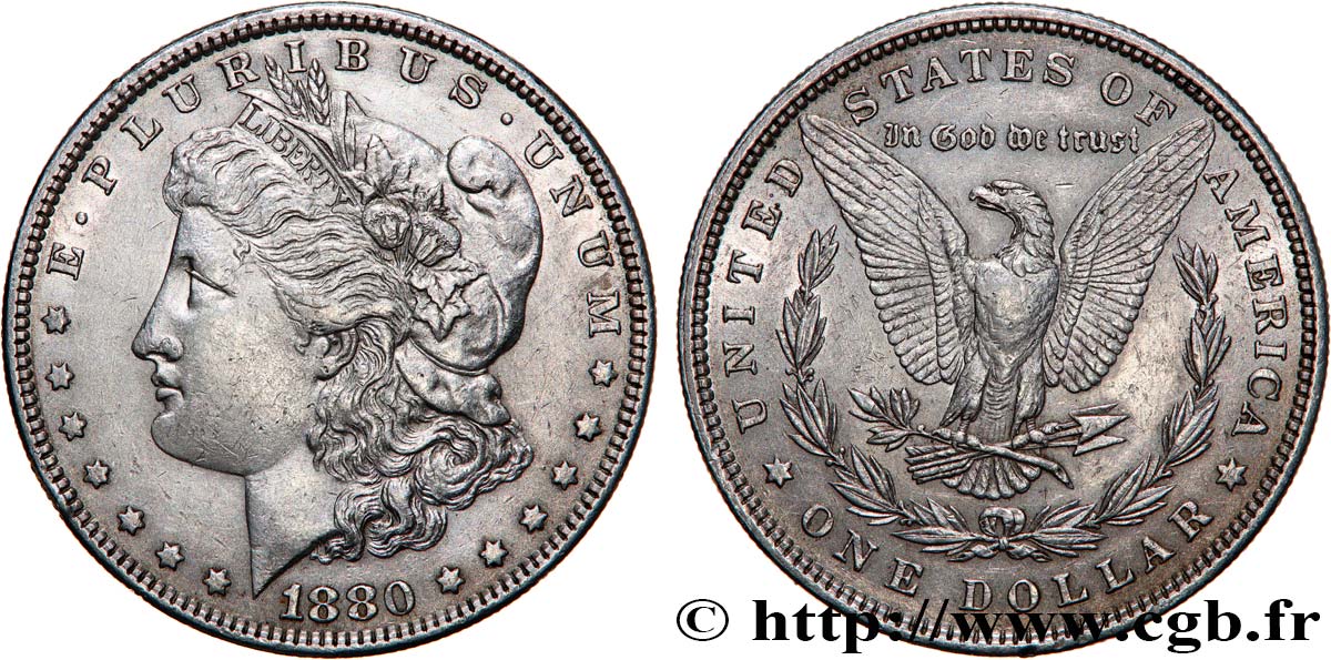 ÉTATS-UNIS D AMÉRIQUE 1 Dollar Morgan 1880 Philadelphie TTB+ 