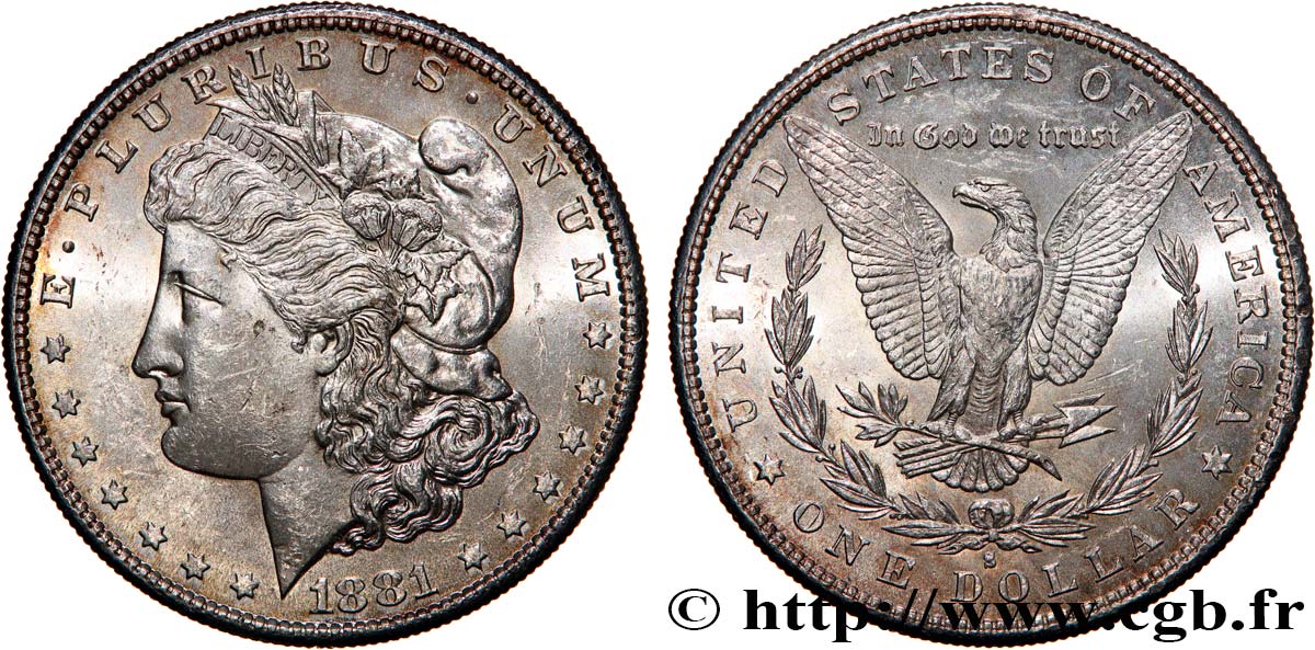 UNITED STATES OF AMERICA 1 Dollar Morgan 1881 San Francisco AU 