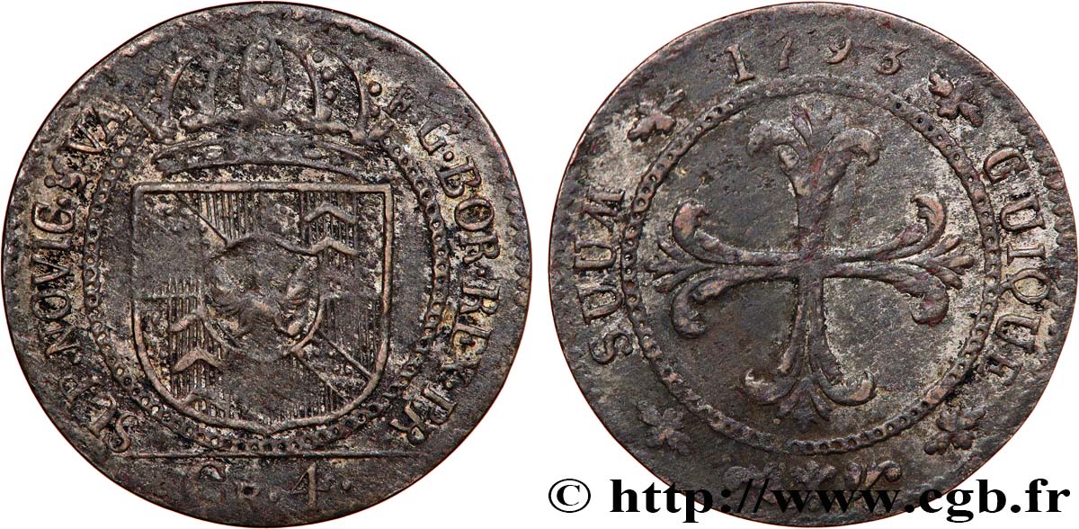 SUIZA - CANTÓN DE NEUCHATEL 1 Batzen (4 Kreuzer) 1793 Neuchâtel BC+ 