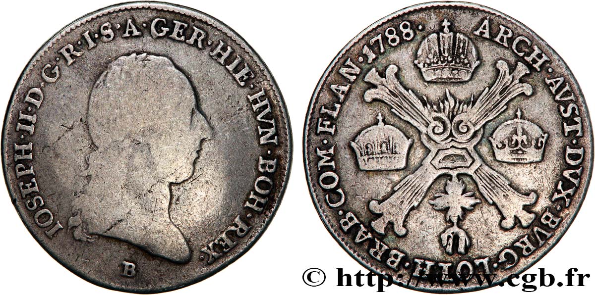 BELGIO - PAESI BASSI AUSTRIACI 1/4 Kronenthaler Joseph II 1788 Kremnitz MB/q.BB 