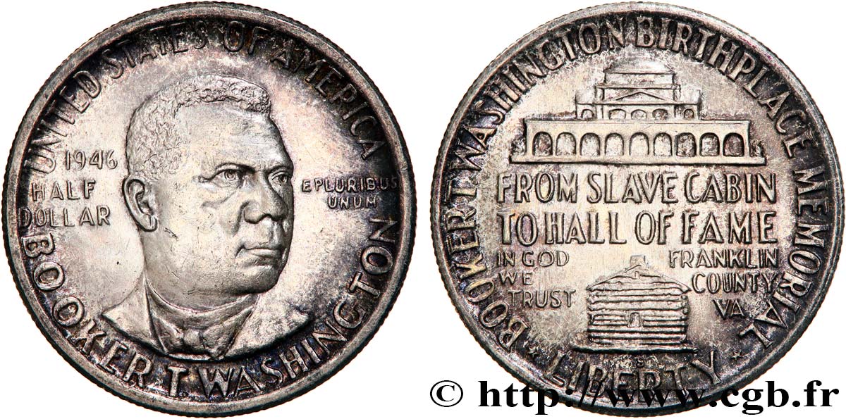 ÉTATS-UNIS D AMÉRIQUE 1/2 Dollar Booker T. Washington Memorial 1946 Philadelphie TTB+ 
