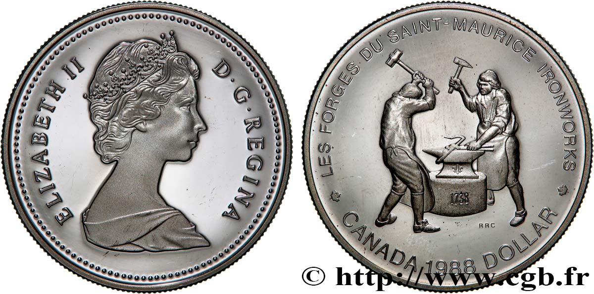 KANADA 1 Dollar Elisabeth II / Forges du Saint-Maurice 1988  fST 