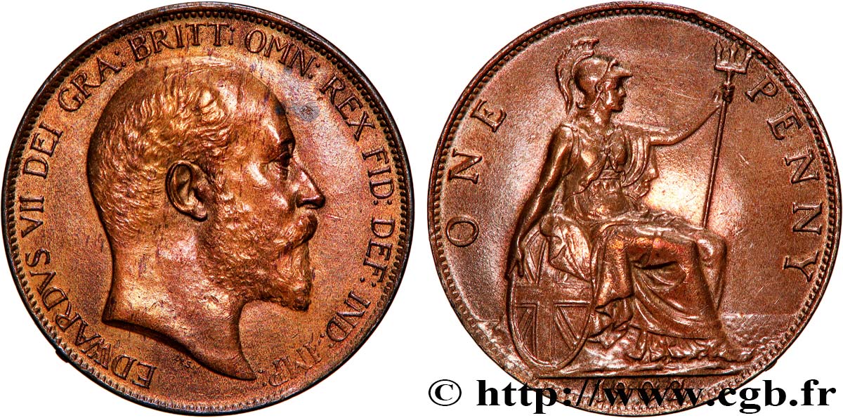VEREINIGTEN KÖNIGREICH 1 Penny Edouard VII 1902  fVZ 
