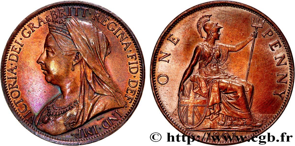 UNITED KINGDOM 1 Penny Victoria 1901  XF 