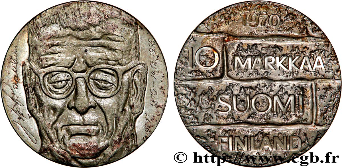 FINLAND 10 Markkaa centenaire naissance du président Paasikivi 1970  AU 