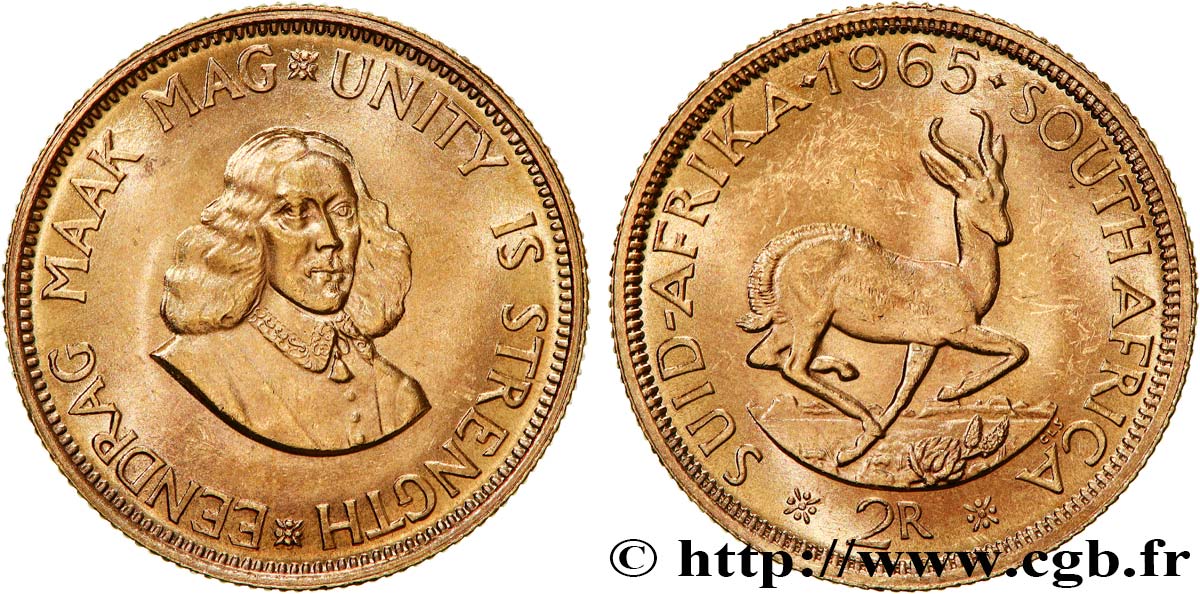 SüDAFRIKA 2 Rand Jan van Riebeeck 1965 Prétoria VZ 