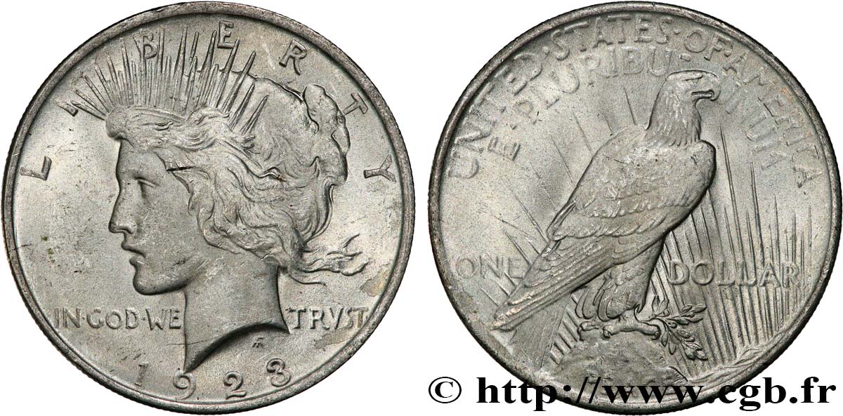 ÉTATS-UNIS D AMÉRIQUE 1 Dollar Peace 1923 Philadelphie TTB+ 