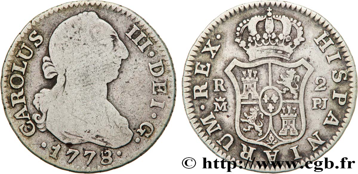 SPAIN 2 Reales Charles III 1778 Madrid VF 