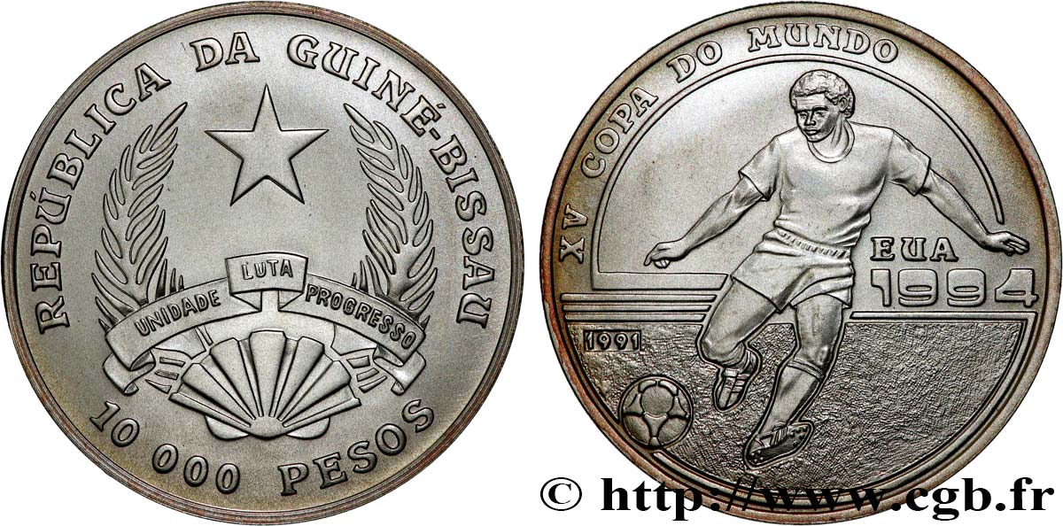 GUINEA-BISSAU 10000 Francs Coupe du Monde USA 1994 1991  FDC 