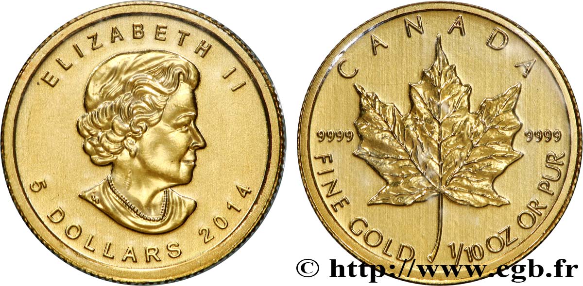 CANADA 5 Dollars or  mapple leaf  2014  FDC 