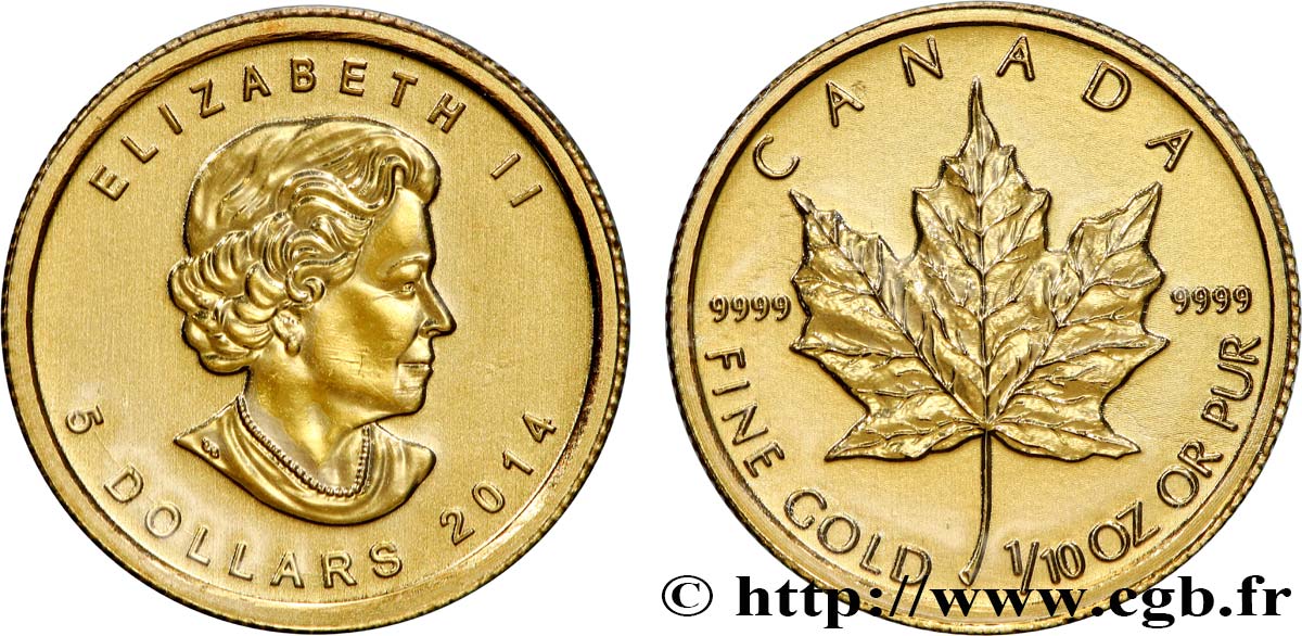 CANADA 5 Dollars or  mapple leaf  2014  MS 