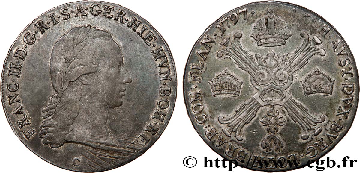 BELGIUM - AUSTRIAN NETHERLANDS 1/2 Kronenthaler Léopold II 1794 Prague VF 
