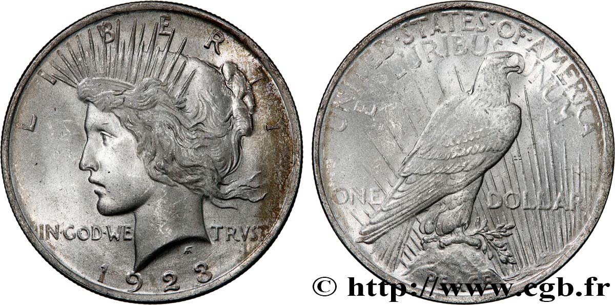 UNITED STATES OF AMERICA 1 Dollar Peace 1923 Philadelphie AU 