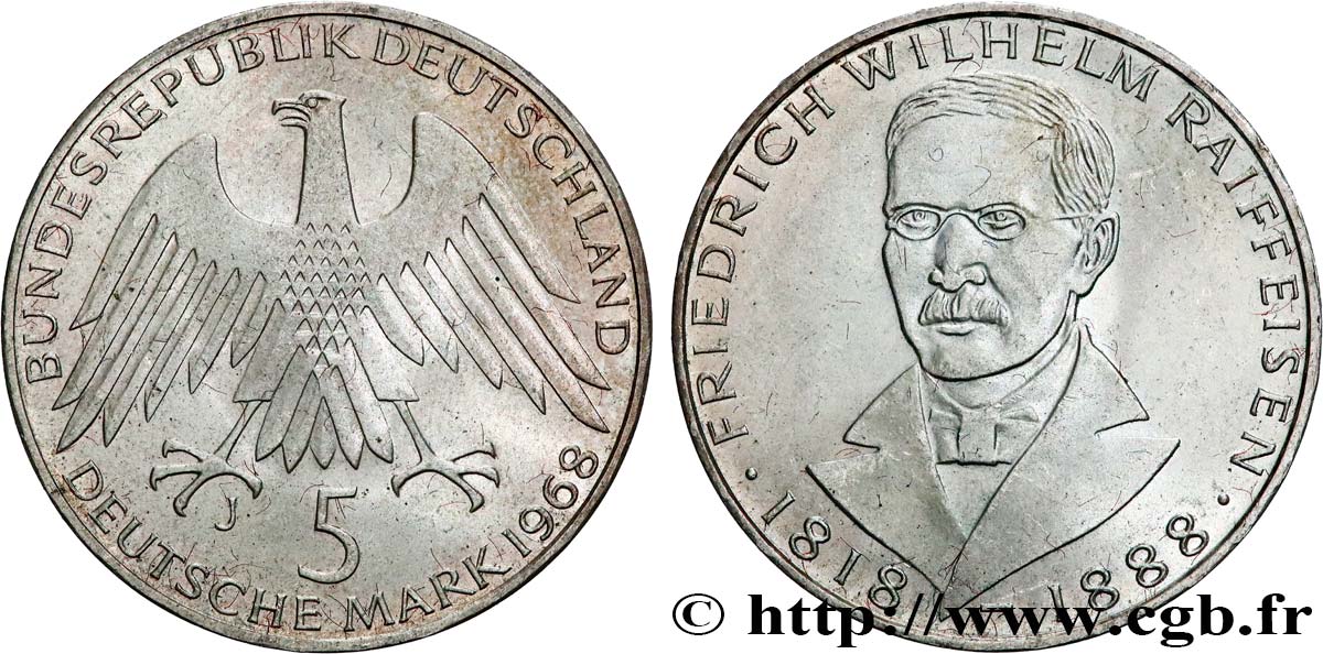 GERMANY 5 Mark Friedrich Wilhelm Raiffeisen 1968 Hambourg MS 