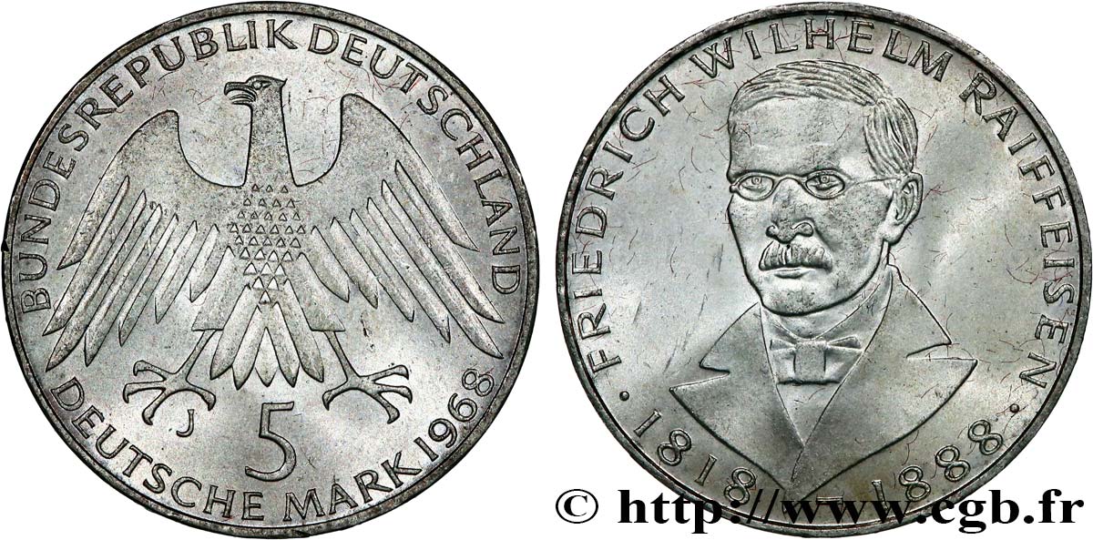 ALEMANIA 5 Mark Friedrich Wilhelm Raiffeisen 1968 Hambourg SC 