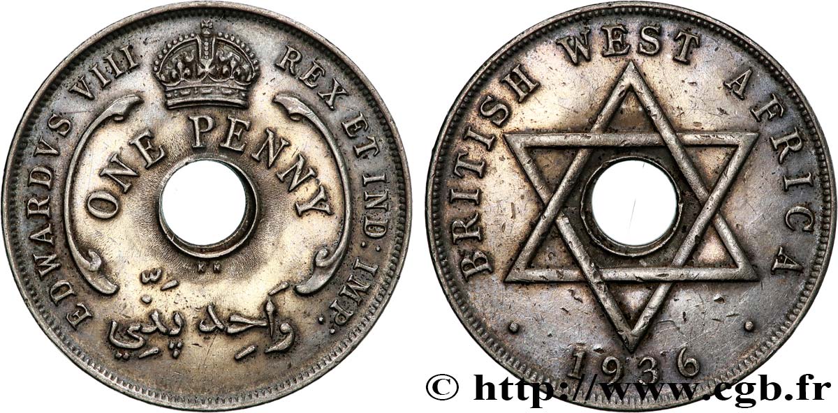 ÁFRICA OCCIDENTAL BRITÁNICA 1 Penny Edouard VIII 1936 Kings Norton - KN EBC 