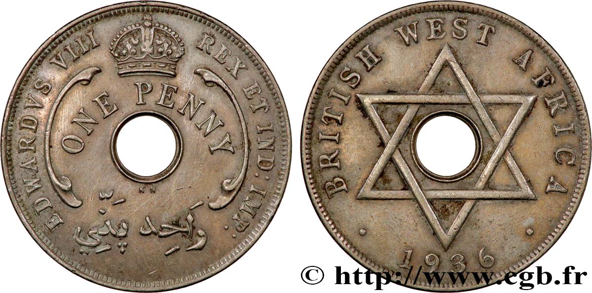 AFRIQUE OCCIDENTALE BRITANNIQUE 1 Penny Edouard VIII 1936 Kings Norton - KN SUP 