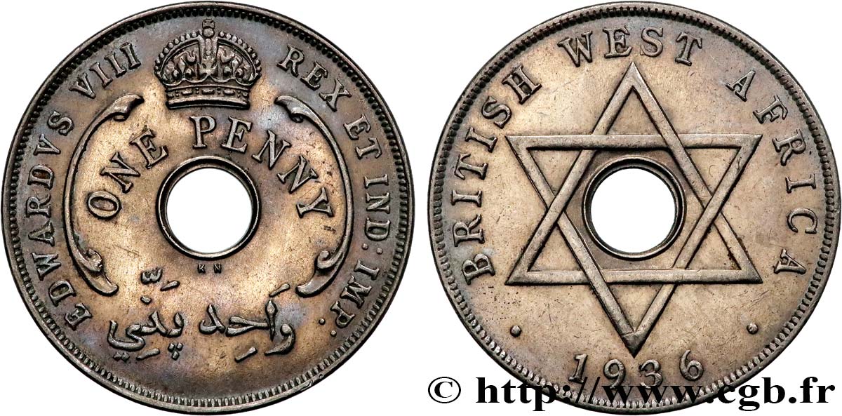 AFRIQUE OCCIDENTALE BRITANNIQUE 1 Penny Edouard VIII 1936 Kings Norton - KN SUP 