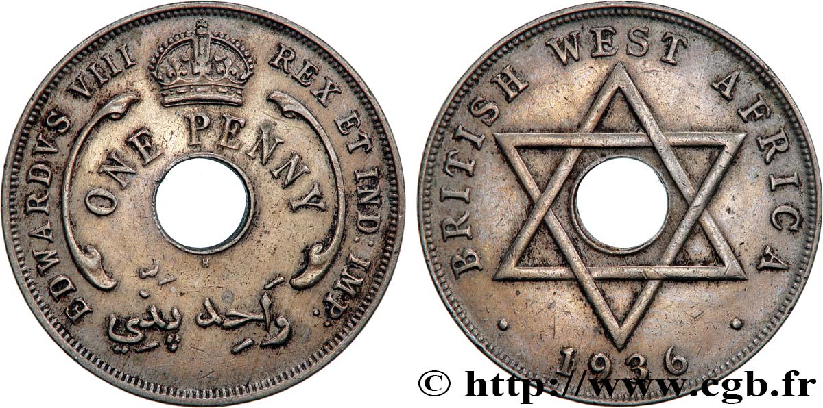 BRITISH WEST AFRICA 1 Penny Edouard VIII 1936 Heaton - H AU 