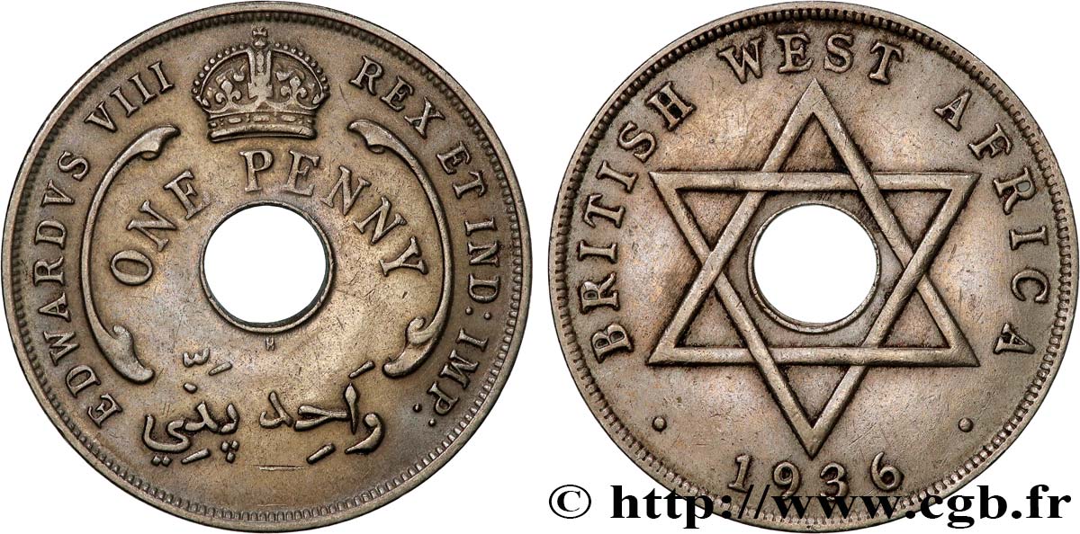 BRITISH WEST AFRICA 1 Penny Edouard VIII 1936 Heaton - H AU 