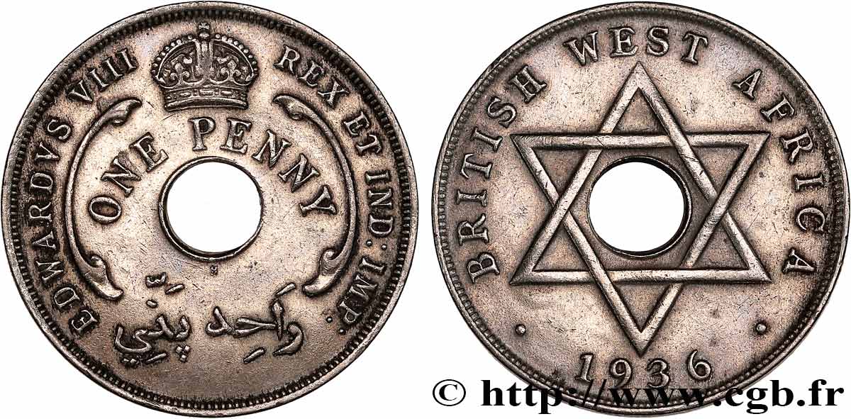 BRITISH WEST AFRICA 1 Penny Edouard VIII 1936 Heaton - H AU 