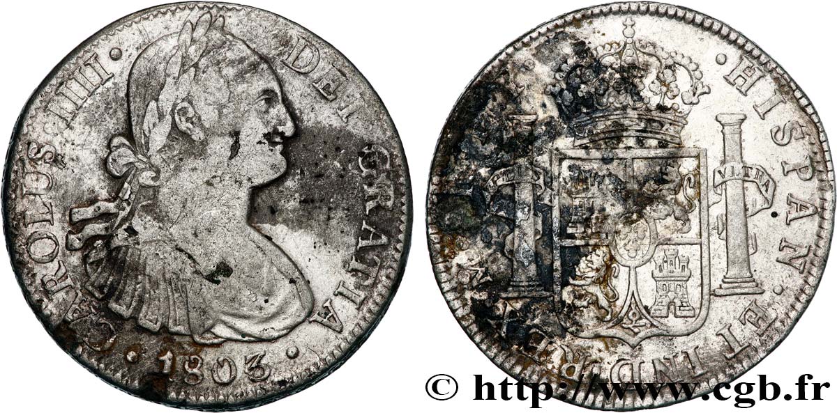 MEXICO - CARLOS IV 8 Reales  1803 Mexico BC+ 