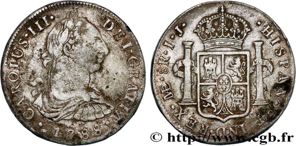 PERU 8 Reales Charles III 1788 Lima VF/XF 