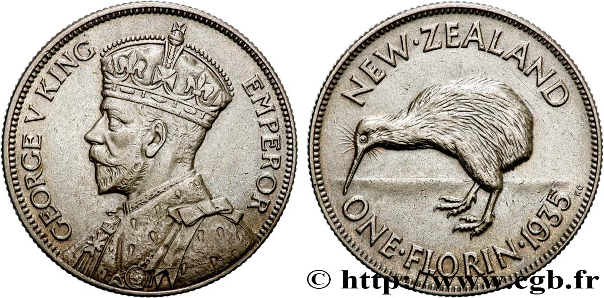 NEW ZEALAND 1 Florin Georges V 1935  AU 