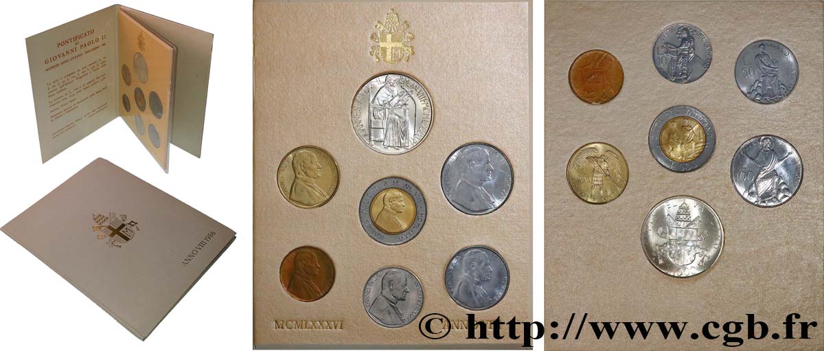 VATICAN ET ÉTATS PONTIFICAUX Série 7 monnaies Jean-Paul II an VIII 1986 Rome FDC 