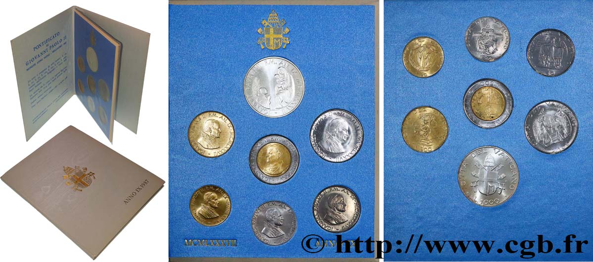VATIKANSTAAT UND KIRCHENSTAAT Série 7 monnaies Jean-Paul II an IX 1987 Rome ST 
